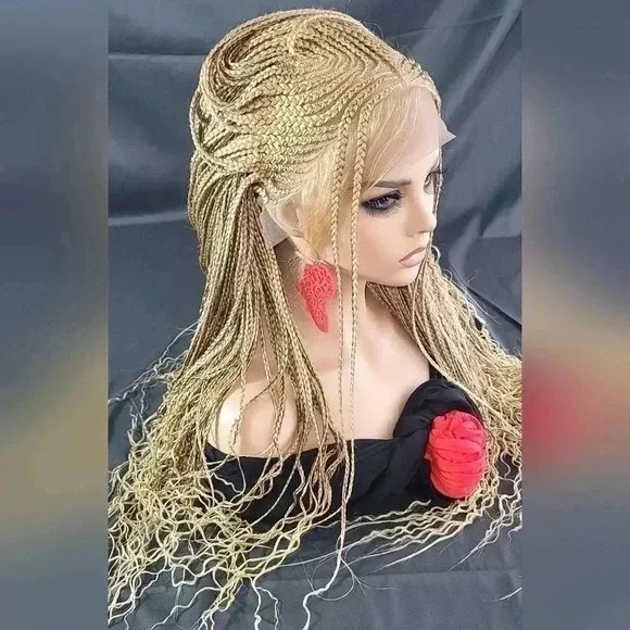Braided Wig: African-Inspired,  feeding cornrows blond Human-Synthetic NWT - Picture 4 of 17